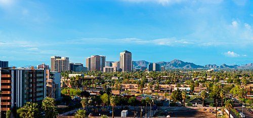 Phoenix skyline and airport route photo used on the original Yellow Cab Kingman site.